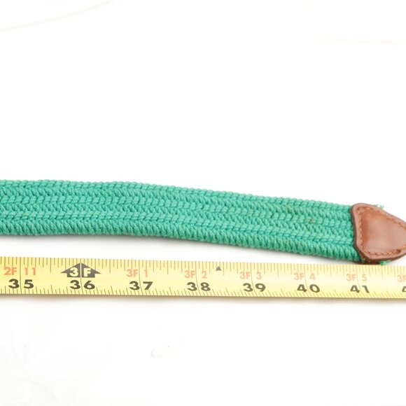 Talbots Womens Belt Size XL Extra Large Kelly Green Woven Elastic Leather Tip - Picture 12 of 13